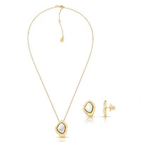 Conjunto Geo - Design Orgânico com Acabamento Acetinado e Mix de Banhos Ouro 18K e Ródio
