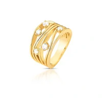 Anel Mocho com Zircônias e Banho de Ouro 18K