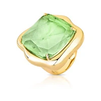 Anel Quadrado com Cristal Verde e Banho de Ouro 18k