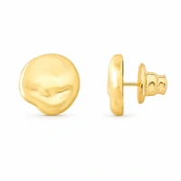 Brinco Botão Martelado com Banho de Ouro 18K