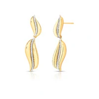 Brinco Auguri Pendente com Zircônias - Banho de Ouro 18K | Design Fluido e Sofisticado