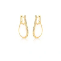 Brinco Chanson com Madrepérola e Zircônias – Banho de Ouro 18K | Elegância Clássica