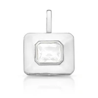 Pingente Esquadros com Cristal e Banho de Ródio Branco