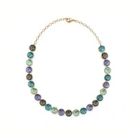 Colar Riviera Primavera com Cristais Coloridos e Banho de Ouro 18K