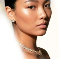 Conjunto Belle com Cristais Brancos e Banho de Ouro 18K