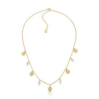 Colar Fé Minimalista com pingentes em Banho de Ouro 18K e Zircônias