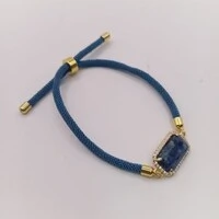 Pulseira Cordao e Pedra e Banho de Ouro 18K