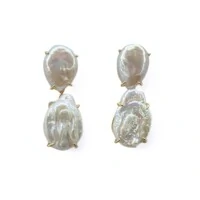 Brinco Germanotta com Madrepérola e Banho de Ouro 18K