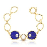 Pulseira Air com Lápis-Lazúli Reconstituído, Madre-pérola, Zircônias e Banho de Ouro 18K