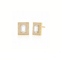 Brinco Quadro – Cristal Lapidado, Zircônias e Banho de Ouro 18K
