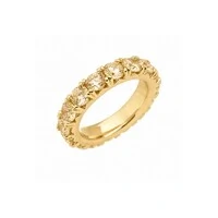 Anel Champagne Cravejado de Zircônias com Banho de Ouro 18K