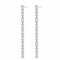 Brinco Longo Ice Cristal White Banho Ródio Branco