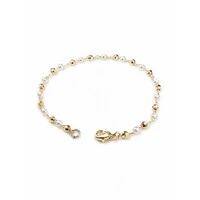 Pulseira com Pérolas e Banho de Ouro 18K