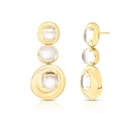 Brinco Jilli Maxi Pendente com Cristal translúcido e Banho de Ouro 18K