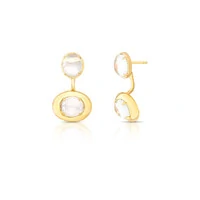 Brinco Jilli Pendente com Cristal translúcido e Banho de Ouro 18K