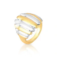 Anel Annélides - Design Orgânico com Acabamento Acetinado e Mix de Banhos Ouro 18K e Ródio Branco