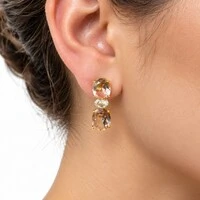 Brinco Taci com Cristal, Zircônias e Banho Ouro 18K