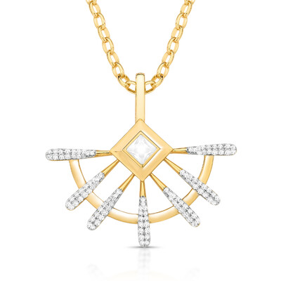 Foto Colar Compasso com Cristal, Zircônias e Banho Ouro 18K