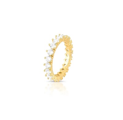 Foto Anel Riviera Cravejado de Zircônias com Banho de Ouro 18K