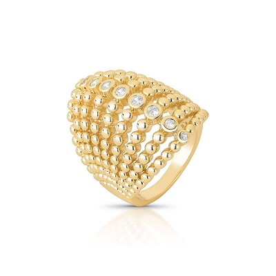 Foto Anel Shell Zircônias e Banho De Ouro 18K