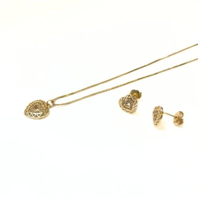 Foto Conjunto Amore com Zircônia e Banho de Ouro 18K