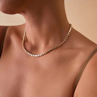 Foto Colar Colmeia com Mix de Banhos Ouro 18K e Ródio Branco