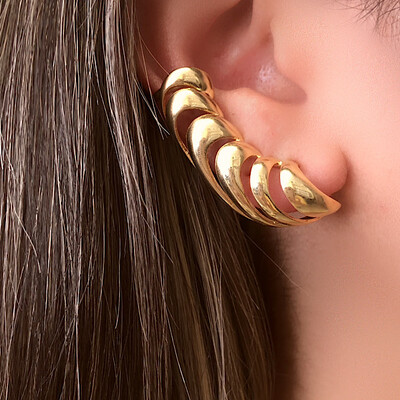 FotoEar Cuff Brioc - Banho de Ouro 18K | Design Moderno