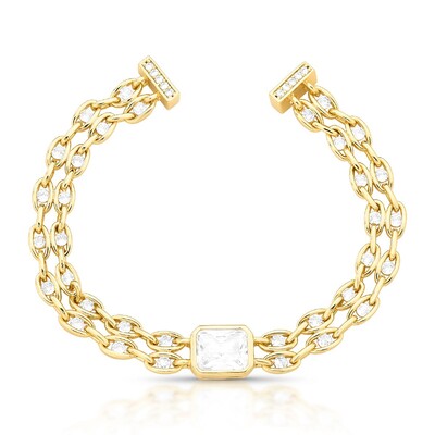 Foto Pulseira Ice com Cristal, Zircônias e Banho de Ouro 18K