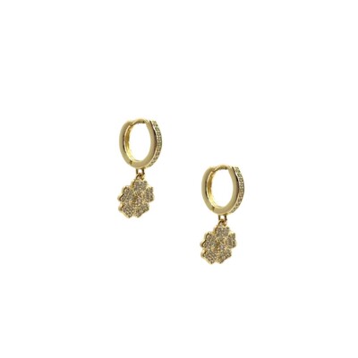 Foto Brinco Argola Flor com Zircônias e Banho de Ouro 18K