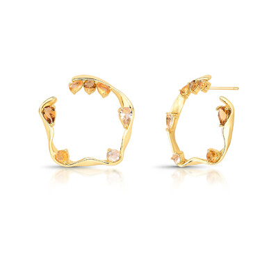 Foto Brinco Argola Frontal com Cristais fumê e Banho de Ouro 18K