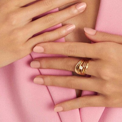 FotoAnel Mocho Uno com Zircônia e Banho de Ouro 18K