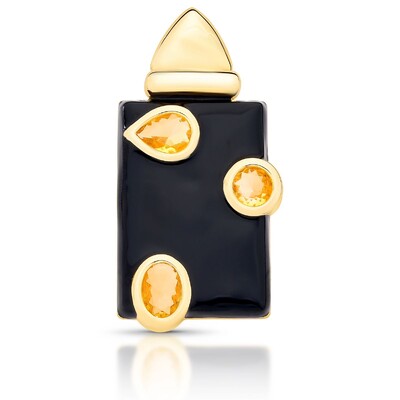 Foto Pingente Miles com Esmaltado Preto, Cristais e Banho de Ouro 18K