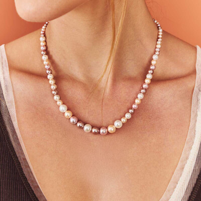 Foto Colar Gradiente com Pérolas e Banho de Ouro Rosé