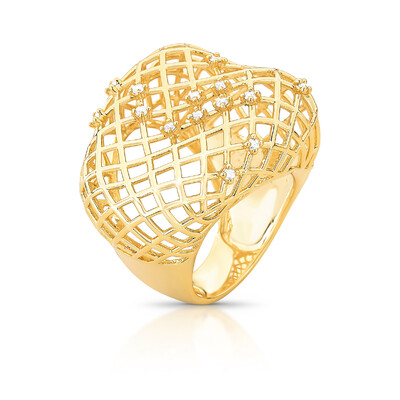 Foto Anel Aramado com Zircônias e Banho de Ouro 18K - Elegância Clássica com Brilho Moderno