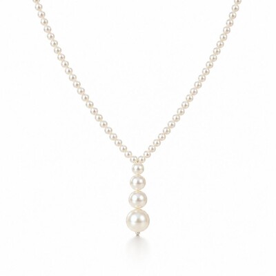 Foto Colar Gravata Pérola Shell Banho Ouro 18K