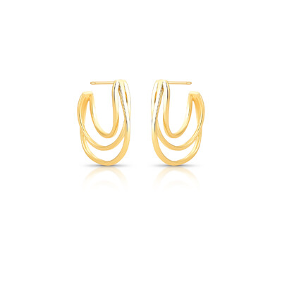 Foto Brinco Argola Fios com Banho de Ouro 18K