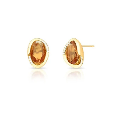 Foto Brinco Cinna com Zircônias, Cristal e Banho de Ouro 18K