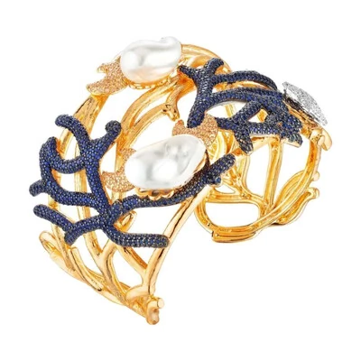 Foto Bracelete Atlantis com Pérola Barroca, Zircônias multicoloridas e Banho de Ouro 18K