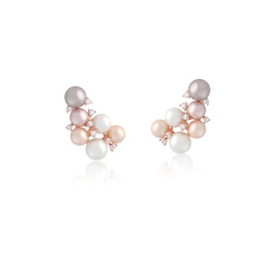 FotoBrinco Bubbles com Pérolas, Zircônias e Banho de Ouro Rosê