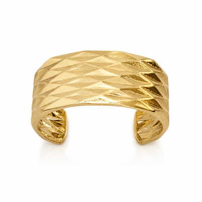 Foto Bracelete Acetinado Texturizado Geometrico Banho Ouro 18K