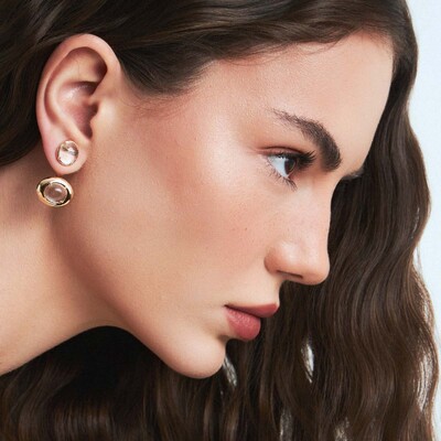 FotoBrinco Jilli Pendente com Cristal translúcido e Banho de Ouro 18K