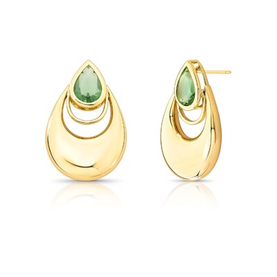 Foto Brinco Opulenza com Cristal Verde Banho de Ouro 18k