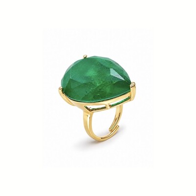 Foto Anel Gota Esmeralda com Banho de Ouro 18K