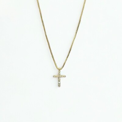 Foto Colar Cruz com Banho de Ouro 18K e Zircônias cravejadas