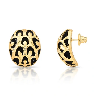 Foto Brinco Owl com Esmaltado Preto e Banho de Ouro 18K
