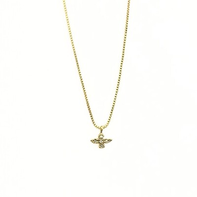 Foto Colar com Pingente de Pássaro cravejado de Zircônias e Banho de Ouro 18K