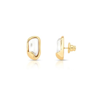 Foto Brinco Piva com Pérola Shell - Banho de Ouro 18K | Clássico Repaginado