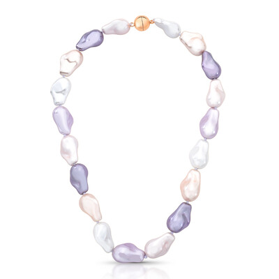 Foto Colar Paquetá G com Pérolas em Lilás e Branca em Banho Rosé