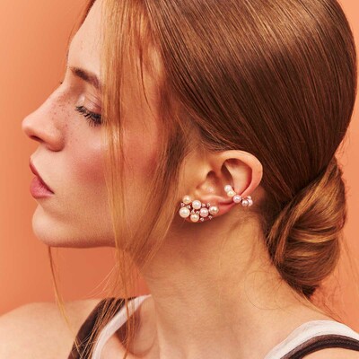 FotoPiercing Mix Coral com Pérolas e Banho de Ouro Rosê