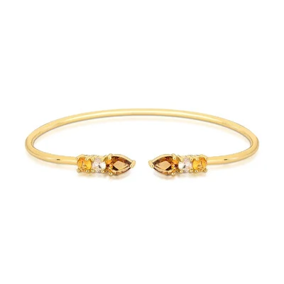 Foto Bracelete Fumê com Cristal, Zircônias e Banho Ouro 18K